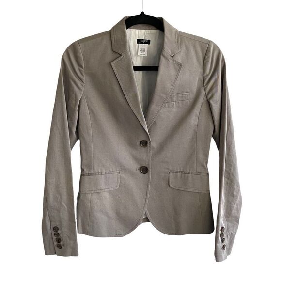 J. CREW Cotton Blazer Taupe Tan 0 - Picture 2 of 8